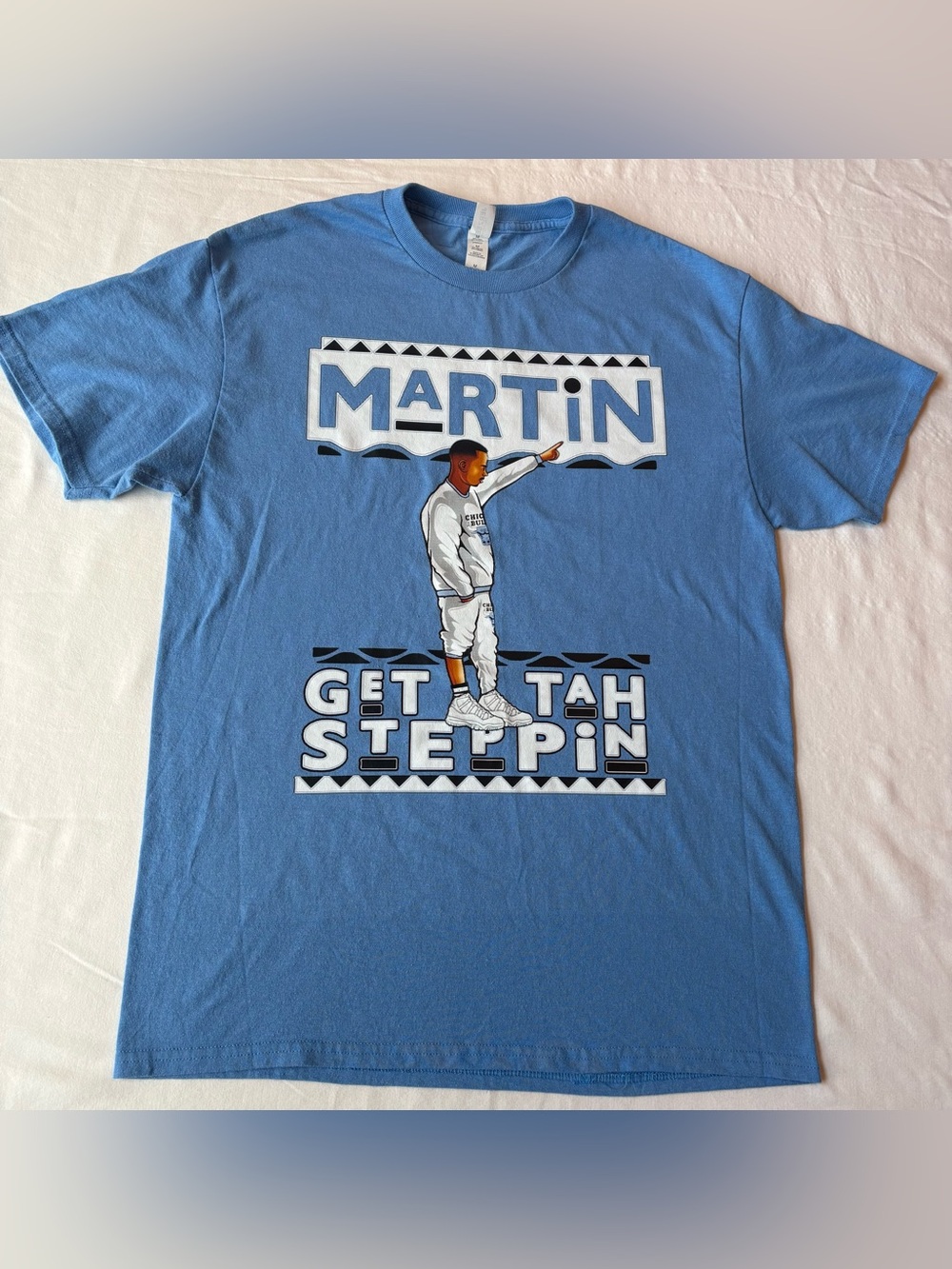 Martin Lawrence "Get Tah Steppin" Light Blue Jerzees Graphic Tee size M